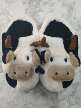 Cow Slippers Plush Animal House Slippers Cozy Fuzzy Indoor  Unisex size 40-41
